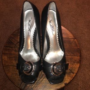 Black Peep Toe Heels
